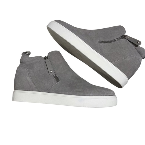 Steve Madden Silat High Top Wedge Sneaker Gray Size 11 Dual aside Zipper - Picture 6 of 12